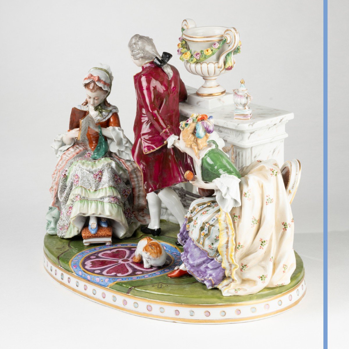 In The Style Of Saxe Porcelain, Living Room Scene, XIXth-photo-2