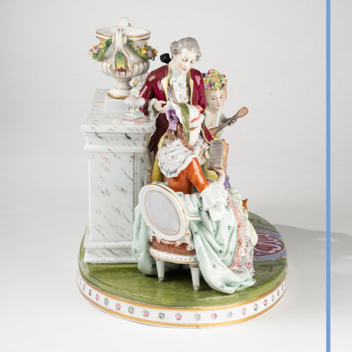 In The Style Of Saxe Porcelain, Living Room Scene, XIXth-photo-1