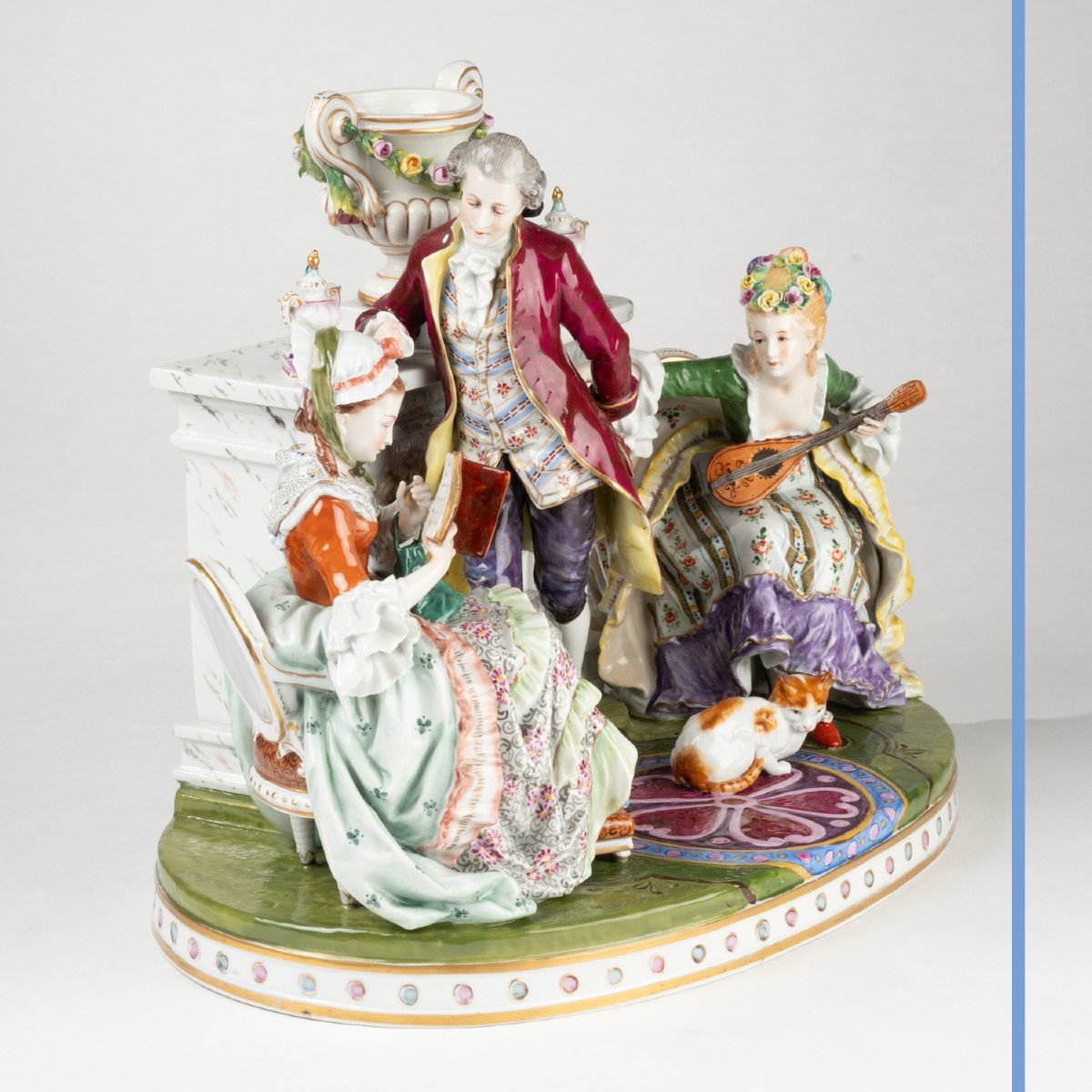 In The Style Of Saxe Porcelain, Living Room Scene, XIXth-photo-2