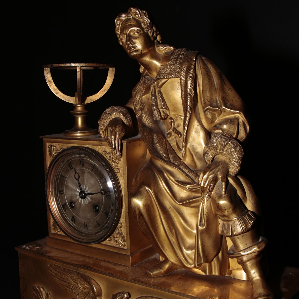 Pendule " Galilée " en bronze doré, XIXe-photo-1