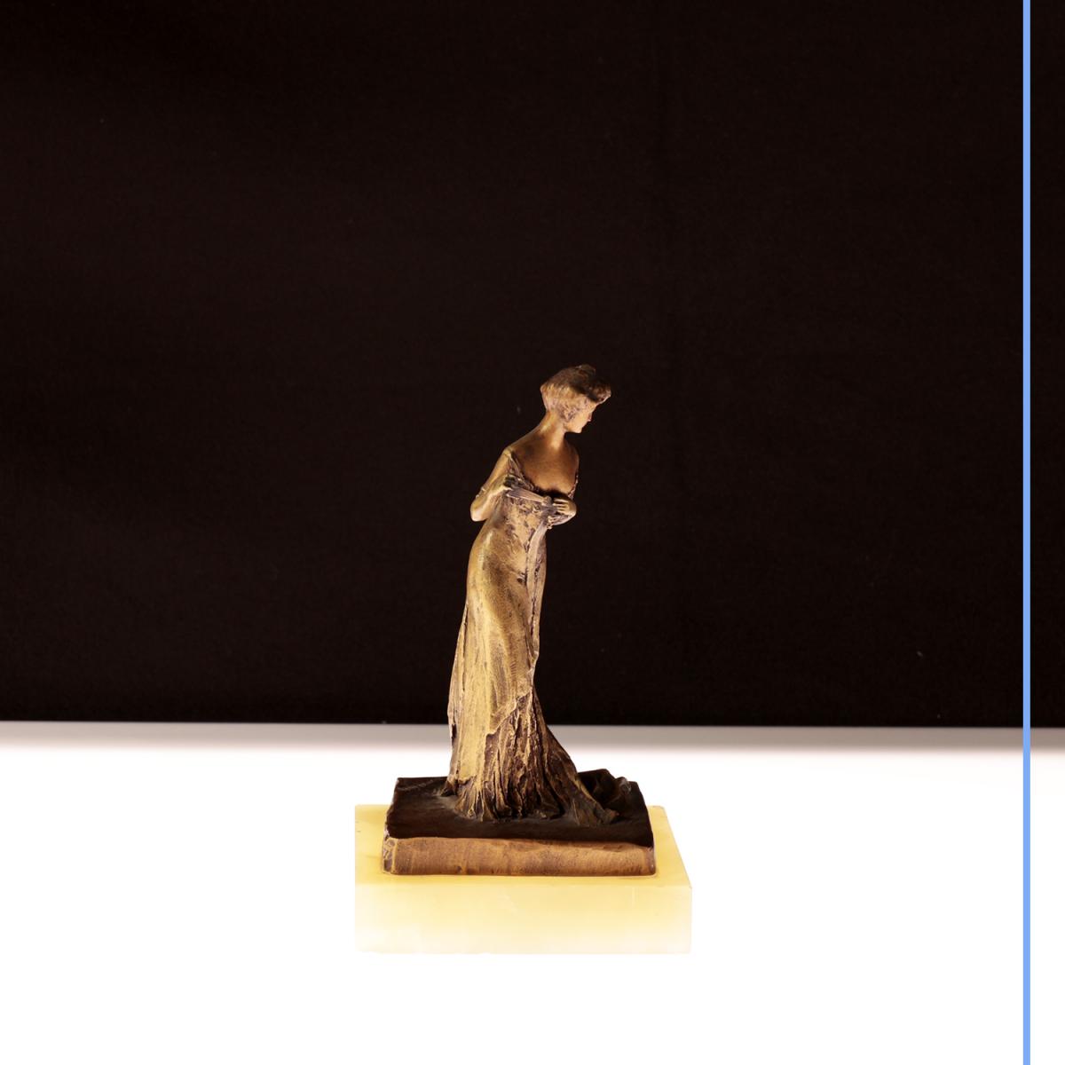 Sculpture "Élégante " en bronze, Art Nouveau, XXe-photo-3