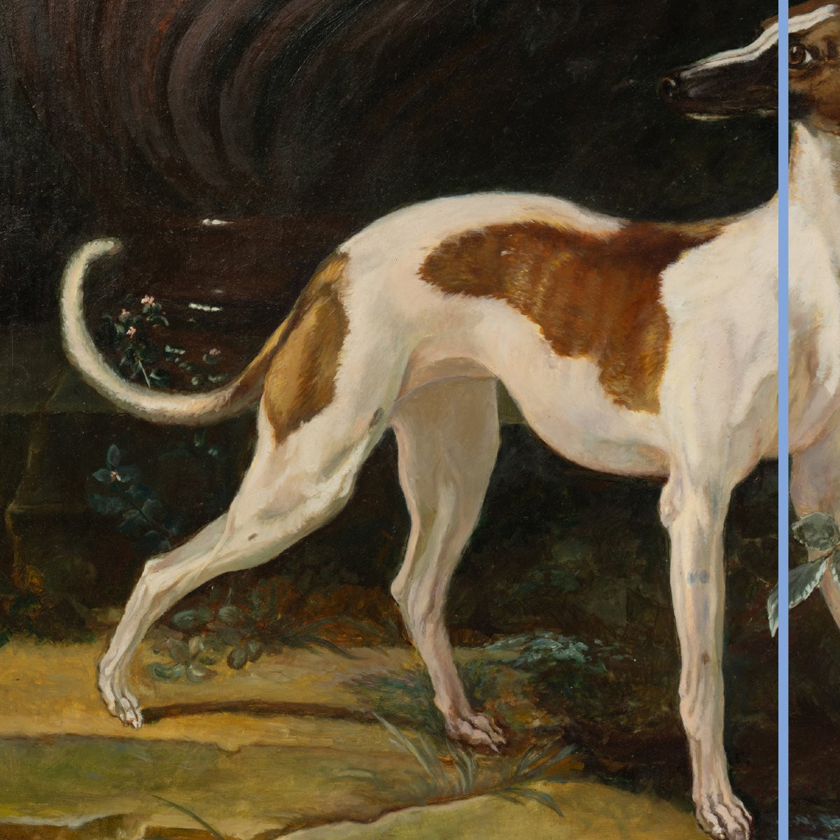 After Jean-baptiste Oudry (1686-1755), The Greyhounds Of Louis XV "misse And Turlu", Oil, 20th-photo-4