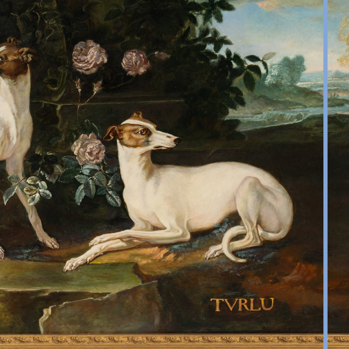 After Jean-baptiste Oudry (1686-1755), The Greyhounds Of Louis XV "misse And Turlu", Oil, 20th-photo-3