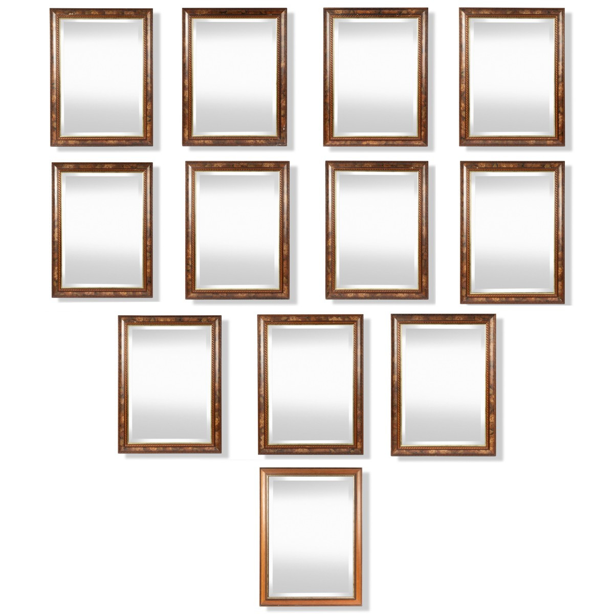 Series Of 12 Lacquered Wooden Mirrors, 20th