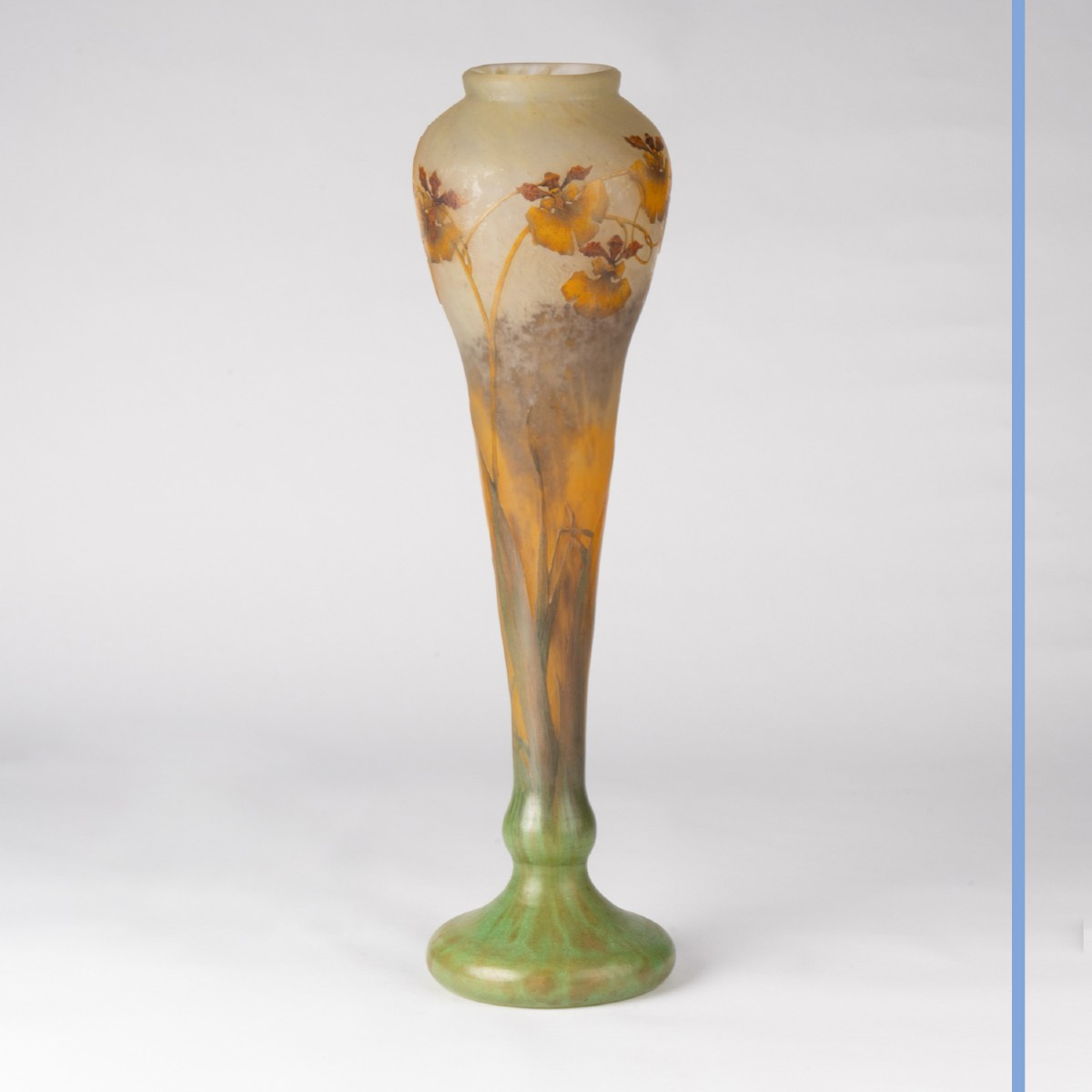 Daum Nancy With The Cross Of Lorraine, Vase With Orchids, 19th Century-photo-2
