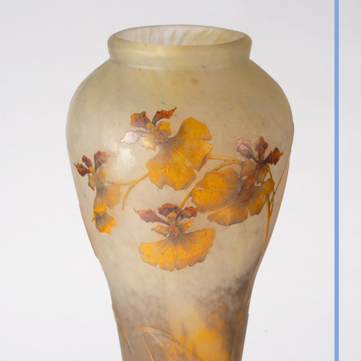 Daum Nancy With The Cross Of Lorraine, Vase With Orchids, 19th Century-photo-1