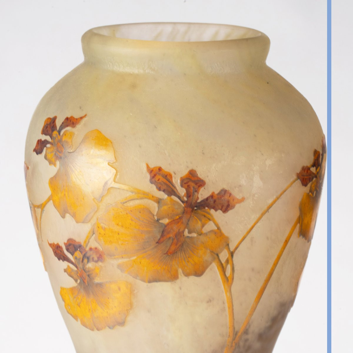 Daum Nancy With The Cross Of Lorraine, Vase With Orchids, 19th Century-photo-2