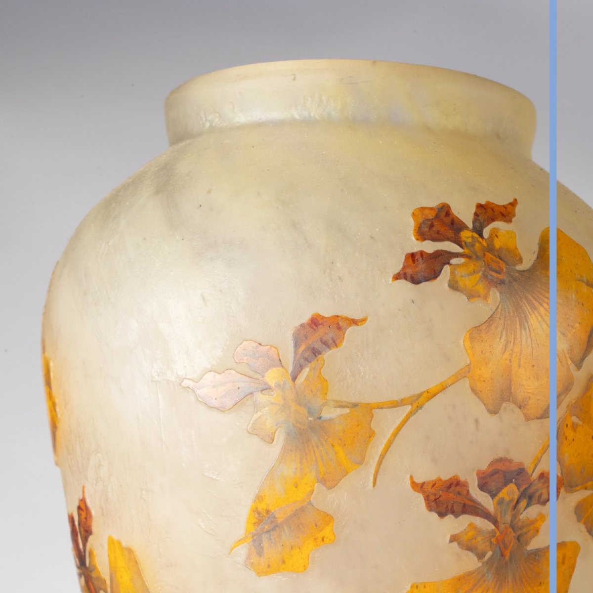 Daum Nancy With The Cross Of Lorraine, Vase With Orchids, 19th Century-photo-3