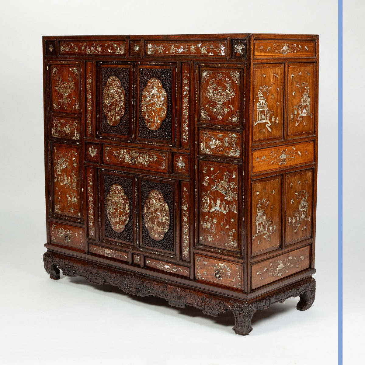 Indochinese Furniture In Exotic Wood With Mother-of-pearl Marquetry, 19th-photo-2