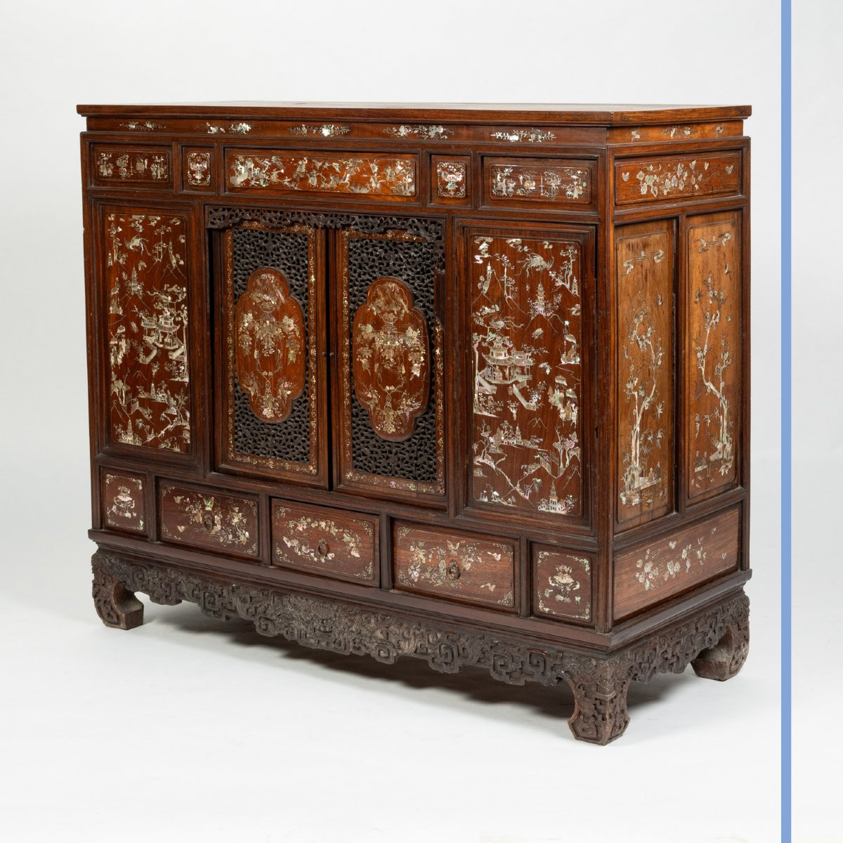 Indochinese Furniture In Exotic Wood With Mother-of-pearl Marquetry, 19th-photo-2