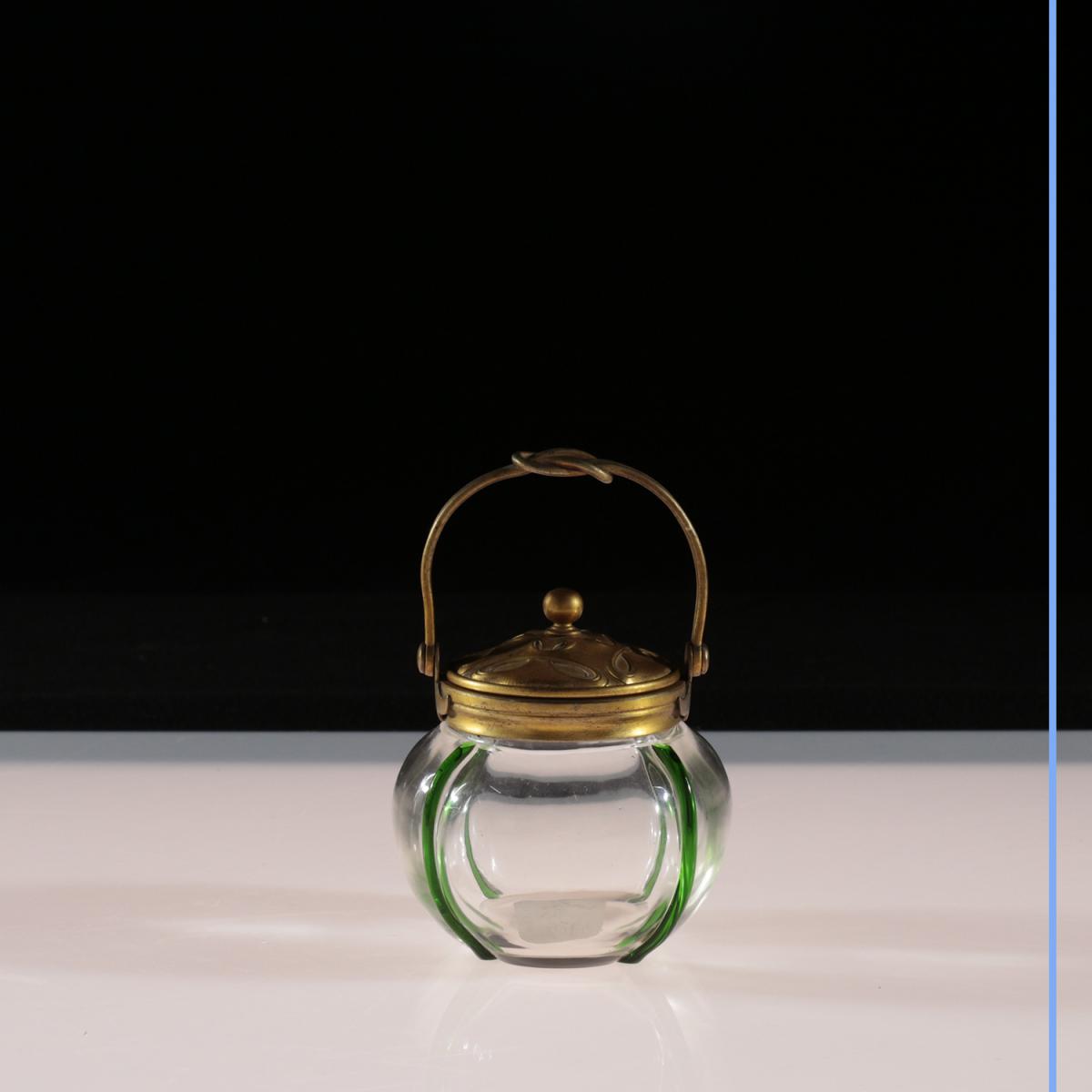Bonbonnière en cristal et bronze, XIXe-photo-4
