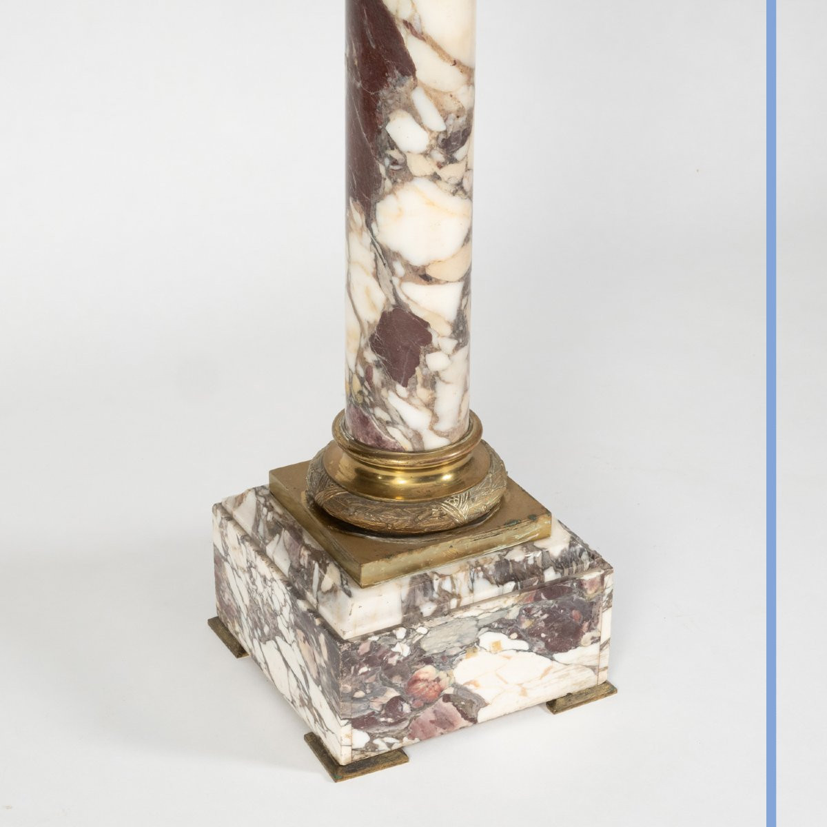 Purple Breccia Marble And Gilded Bronze Column, 19th-photo-5