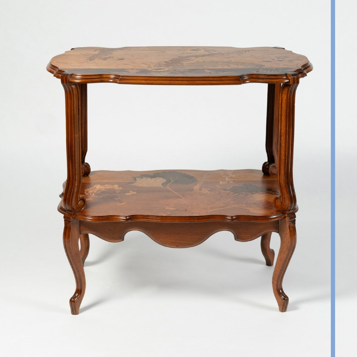 Émile Gallé (1846-1904), table à thé à deux plateaux latéraux ouvrants, XIXe-photo-2