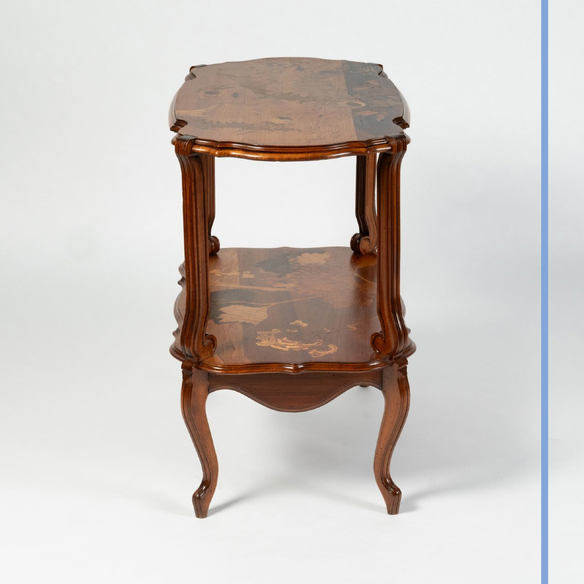Émile Gallé (1846-1904), table à thé à deux plateaux latéraux ouvrants, XIXe-photo-3