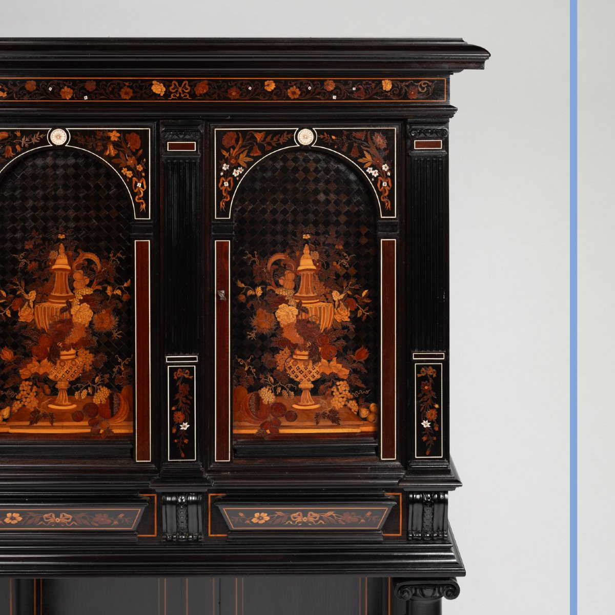 Charles Hunsinger (1823-1893) Et Charles Wagner, Cabinet Marqueté, XIXe-photo-5