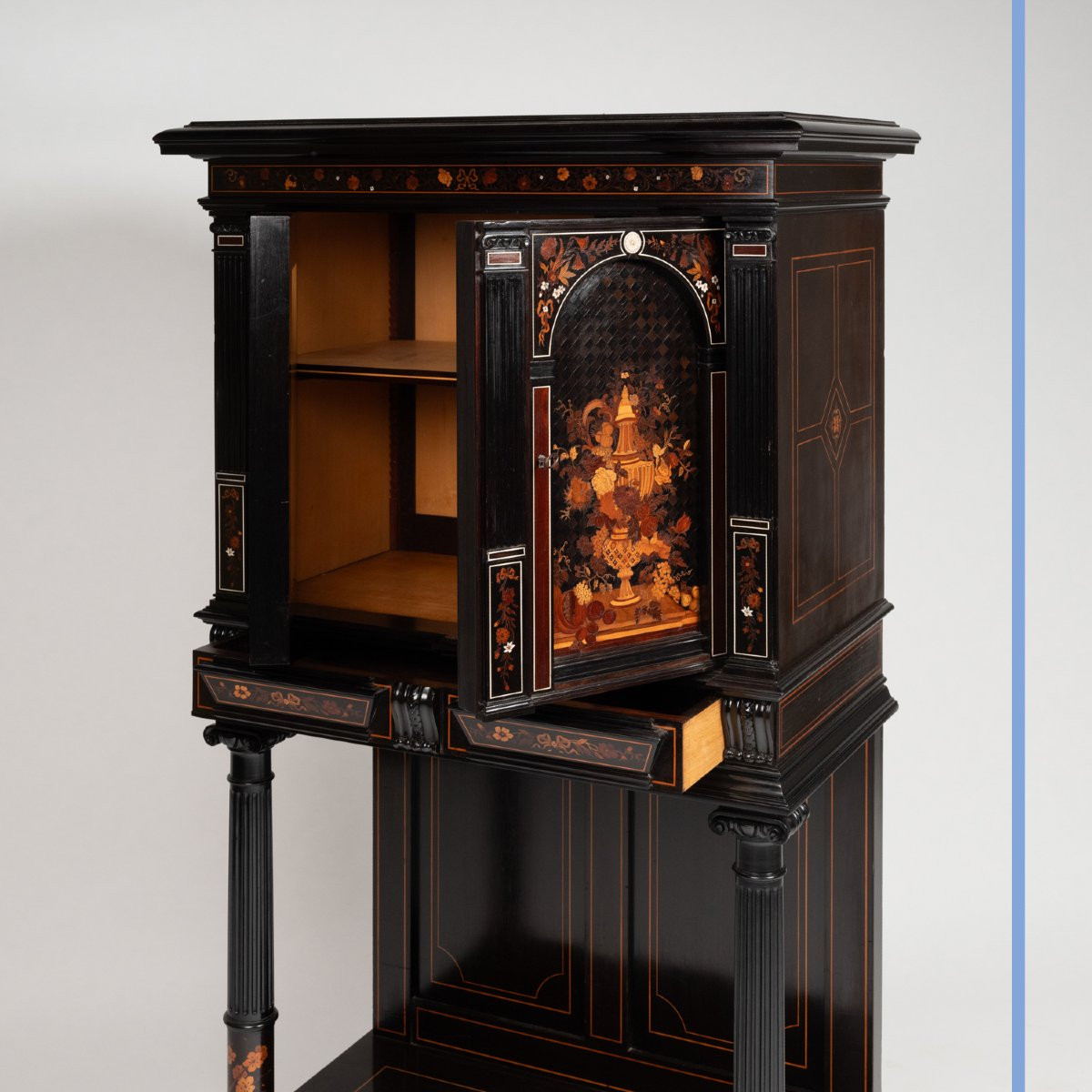 Charles Hunsinger (1823-1893) Et Charles Wagner, Cabinet Marqueté, XIXe-photo-6