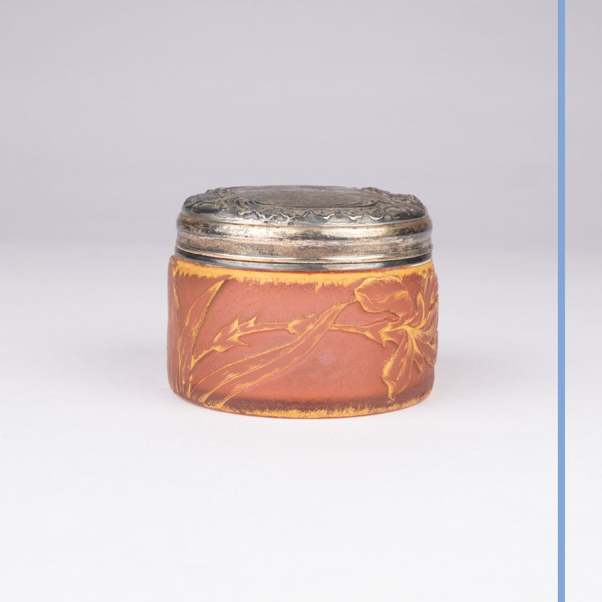 Daum Nancy, Glass And Silver Candy Box, XIXth-photo-2