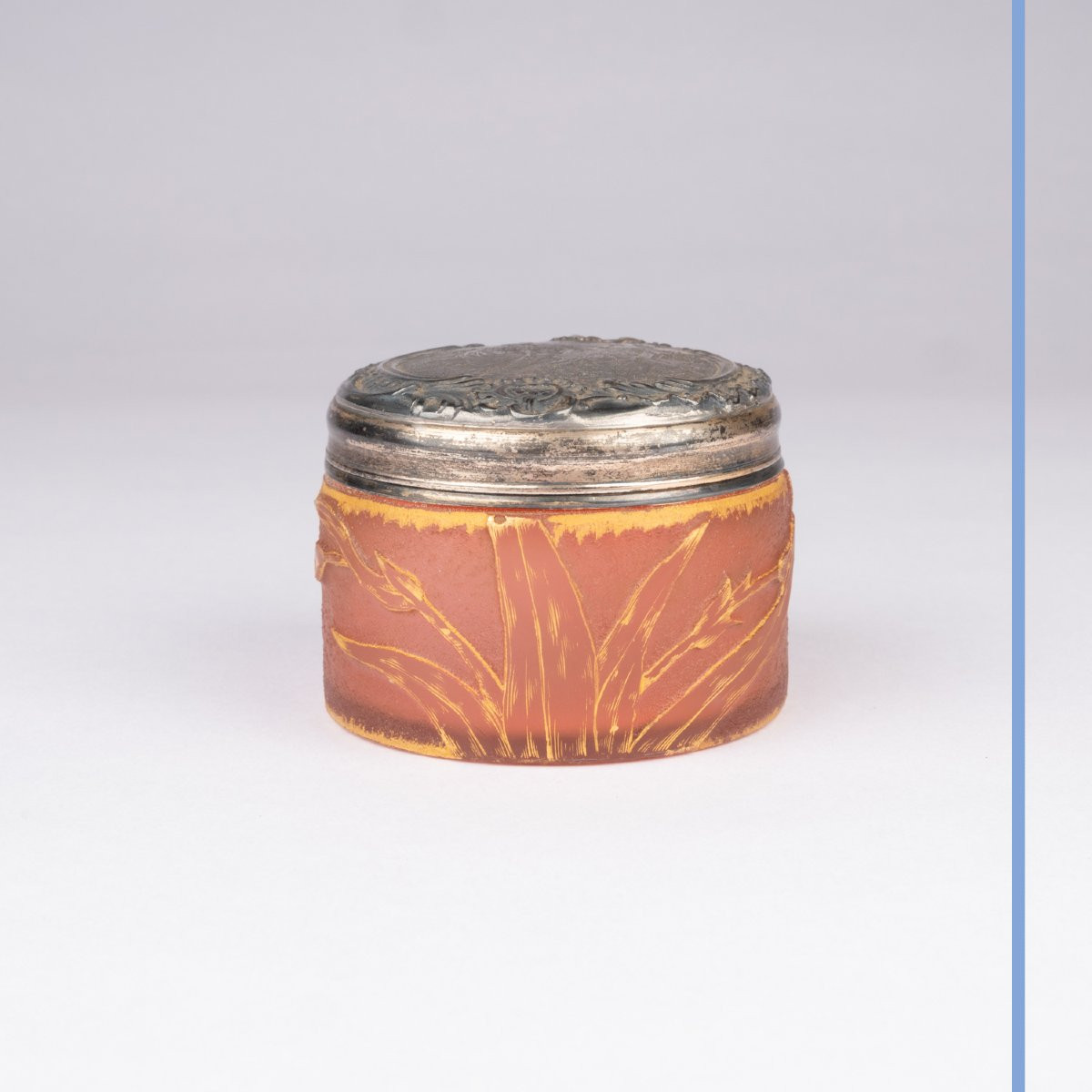 Daum Nancy, Glass And Silver Candy Box, XIXth-photo-3