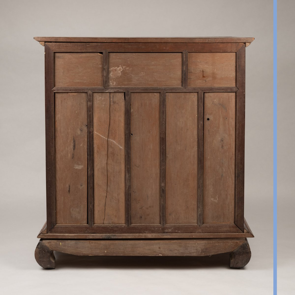 Cabinet Indochinois en bois exotique et marqueterie de nacre gravé, XXe-photo-1