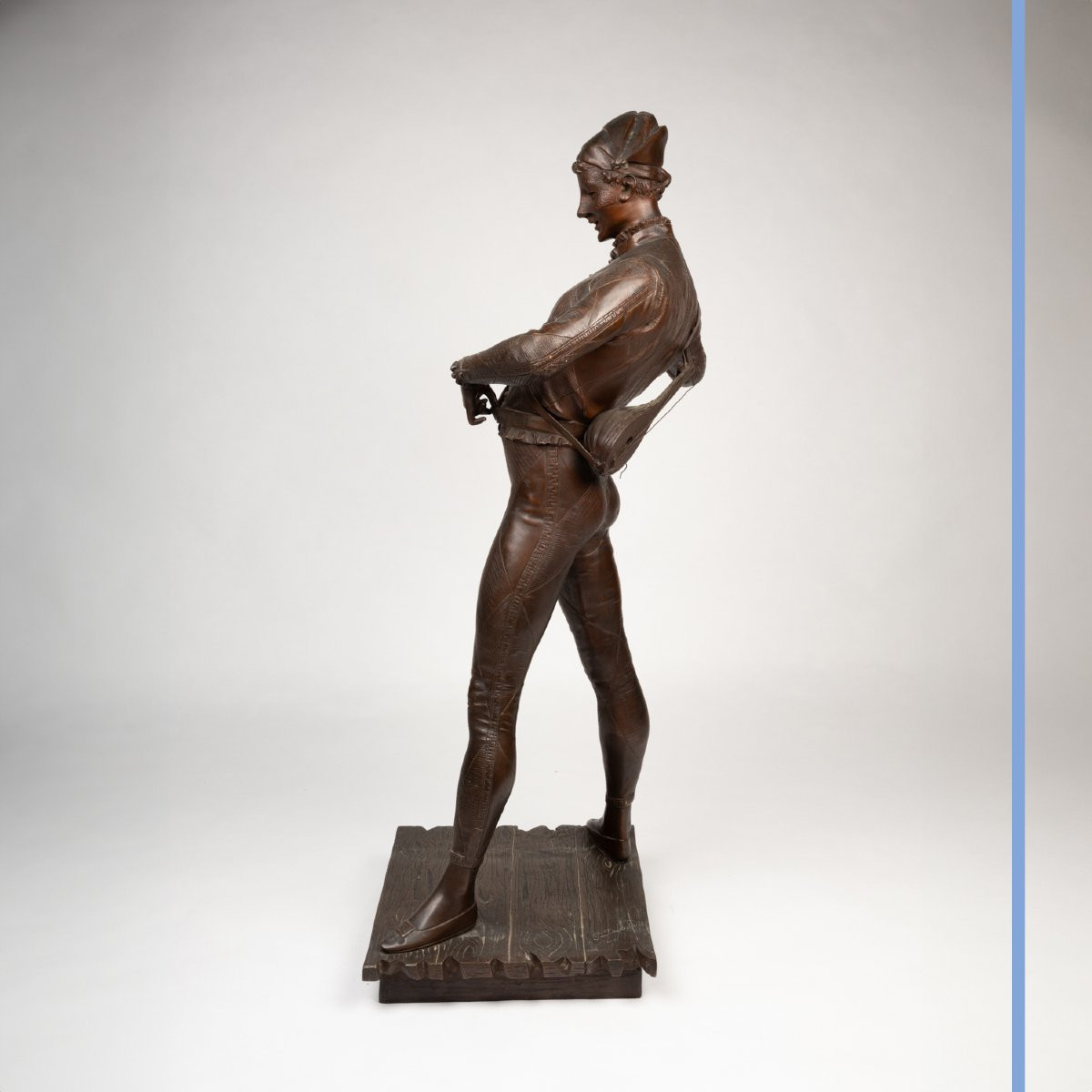 Paul Dubois (1829-1905), "the Harlequin", Bronze With Brown Patina, XIXth-photo-3