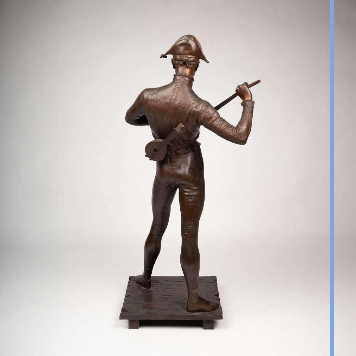 Paul Dubois (1829-1905), "the Harlequin", Bronze With Brown Patina, XIXth-photo-4