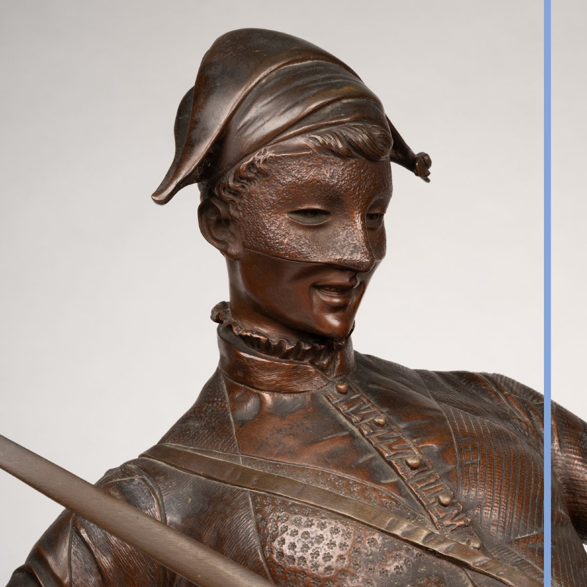 Paul Dubois (1829-1905), "the Harlequin", Bronze With Brown Patina, XIXth-photo-3