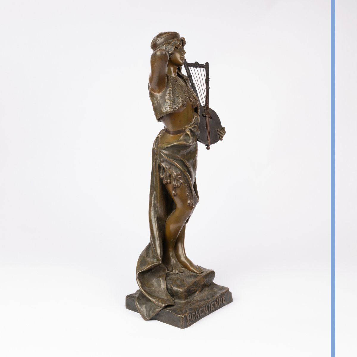 Emmanuel Villanis (1858-1914),  Bohémienne , bronze à patine brune et médaille,  XIXe-photo-2