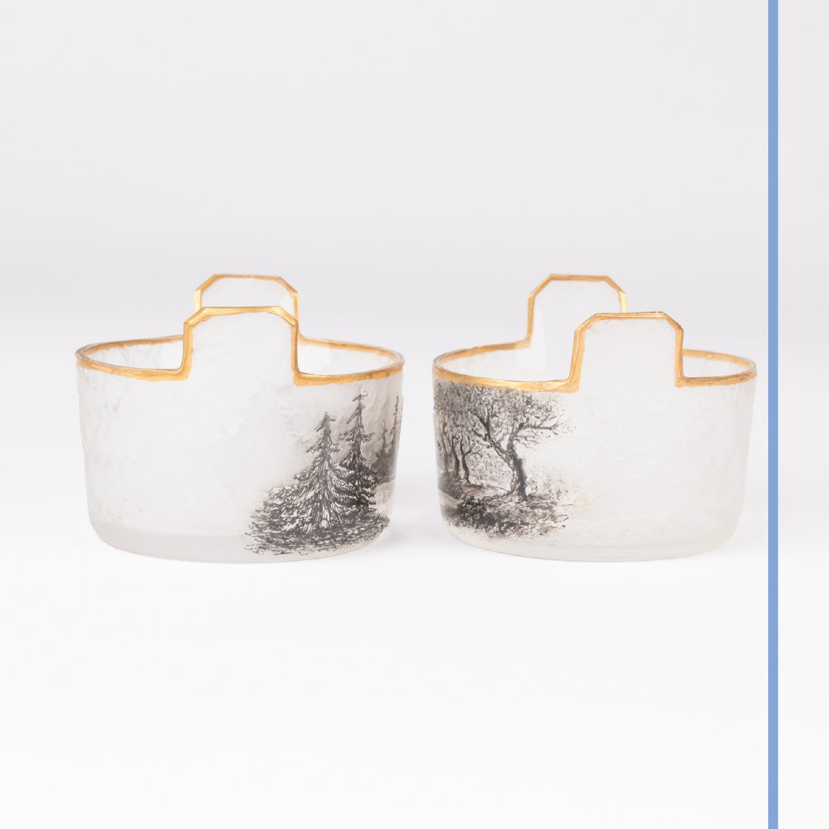 Daum Nancy à la croix de Lorraine, poivrière et salière, verre givré, XIXe-photo-3
