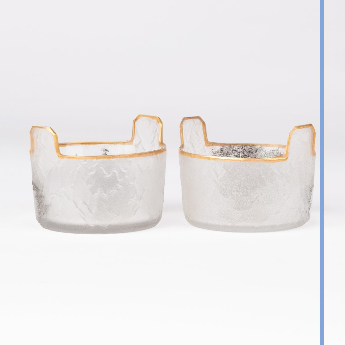 Daum Nancy à la croix de Lorraine, poivrière et salière, verre givré, XIXe-photo-2