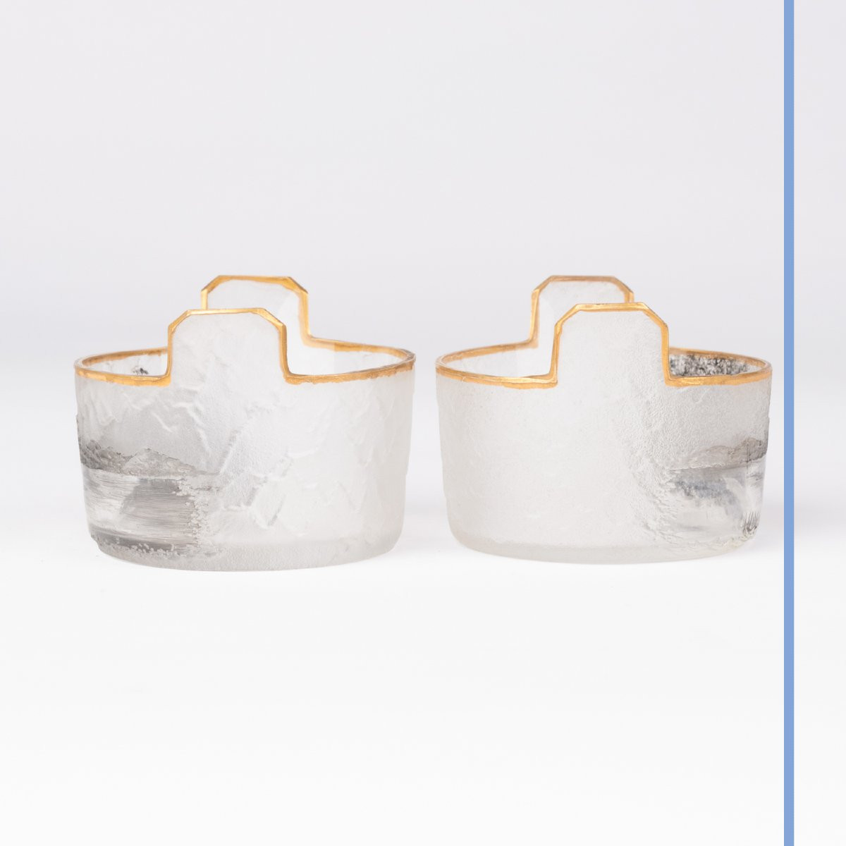Daum Nancy à la croix de Lorraine, poivrière et salière, verre givré, XIXe-photo-3