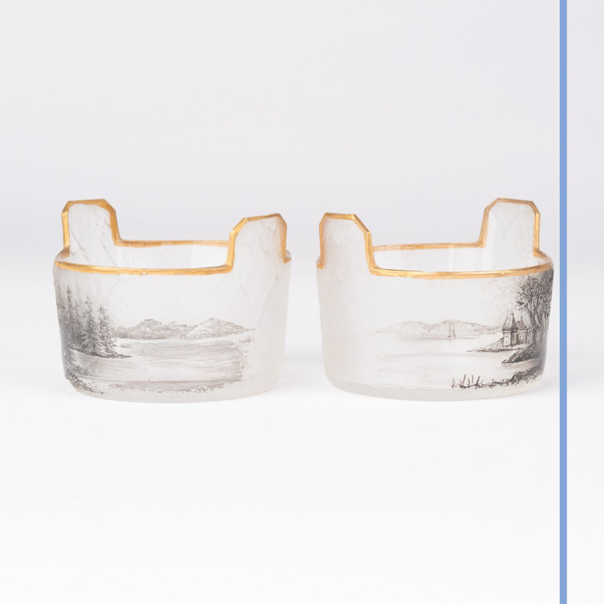 Daum Nancy à la croix de Lorraine, poivrière et salière, verre givré, XIXe-photo-4