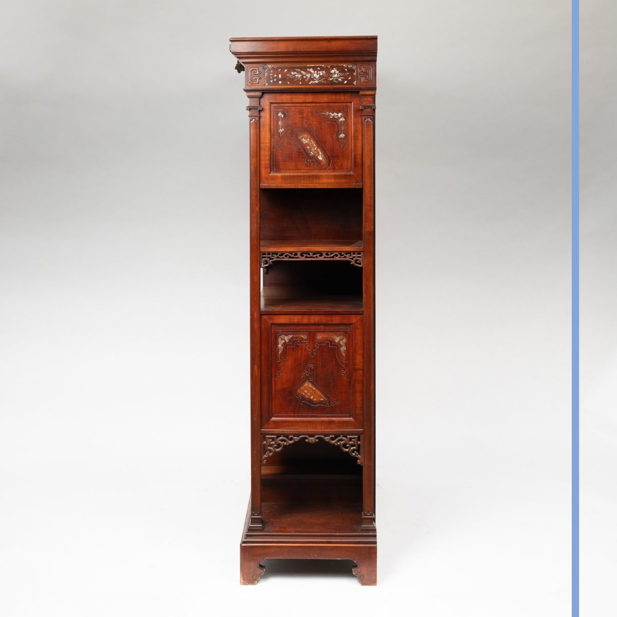 Gabriel Viardot (1830 - 1906), cabinet en bois exotique et nacre, XIXe-photo-4