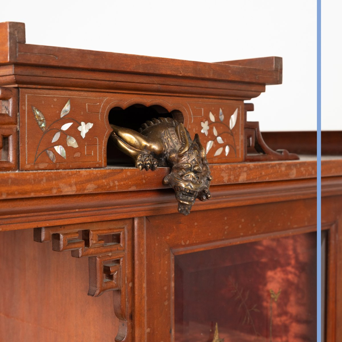 In The Style Of Gabriel Viardot (1830-1906), Cabinet In Exotic Wood And Mother-of-pearl, 19th-photo-4