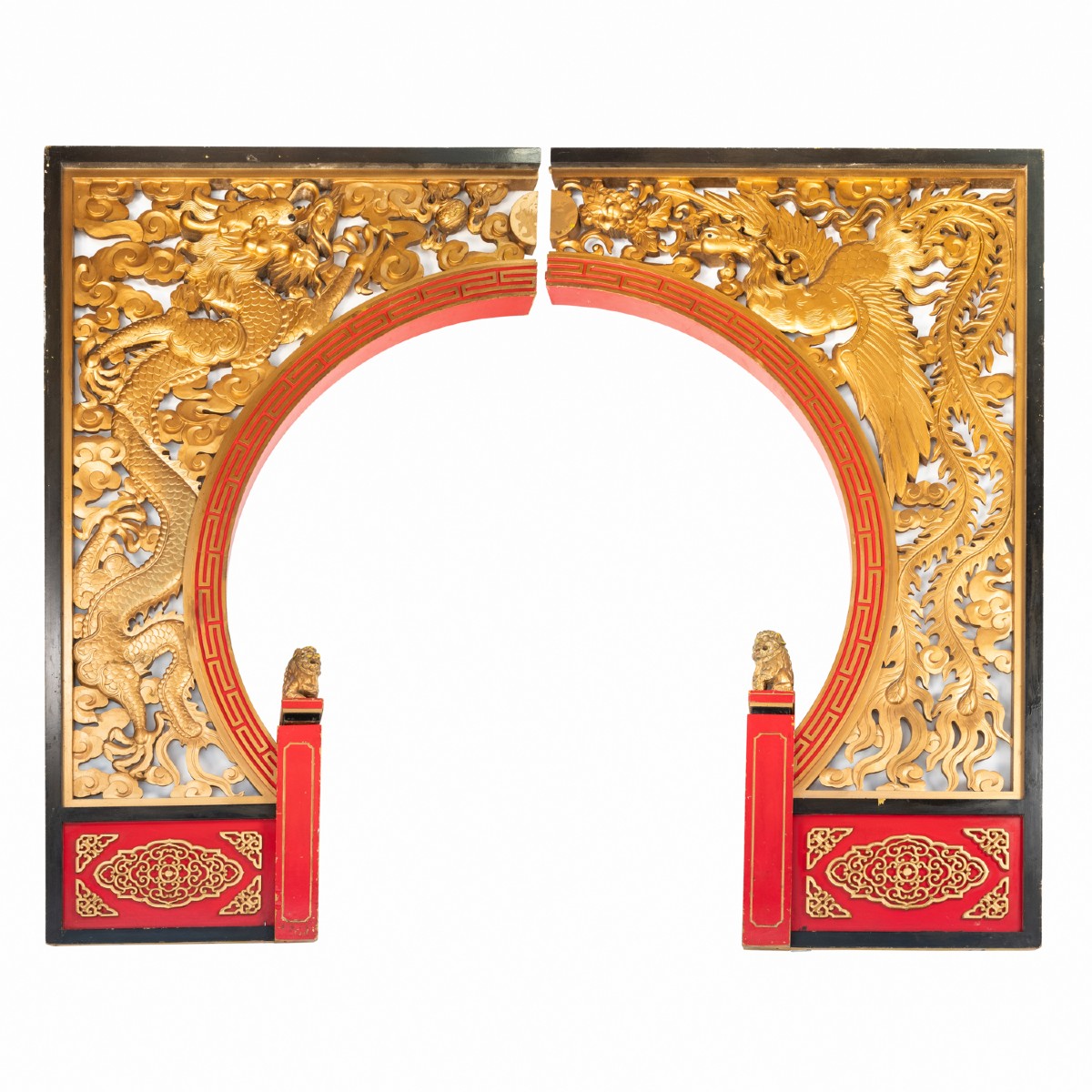 China, Ark, Red Lacquered Wood And Gilding, 20th Century
