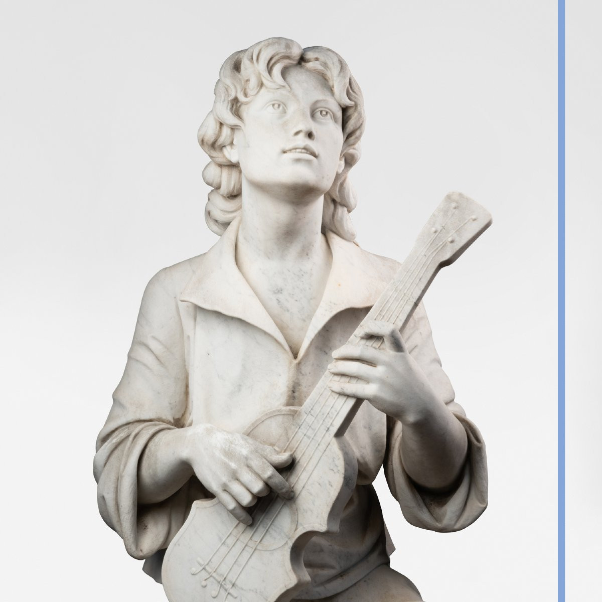 E. Mannni (XIXe), Le musicien, marbre de carrare et marbre br&egrave;che, XIXe-photo-2