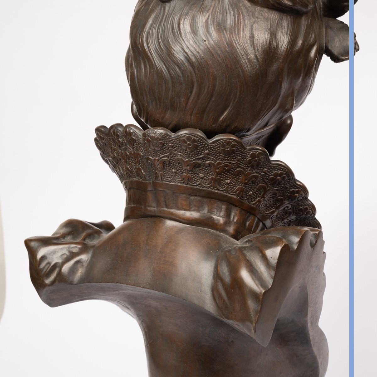 Albert Rollé (1816-?), grand buste d'élégante, bronze, XIXe-photo-6