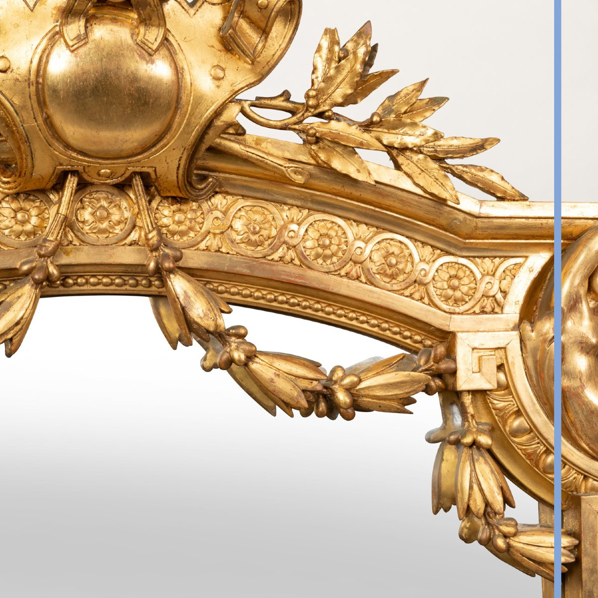 In The Style Of The 18th Century, Wooden Mirror And Gilded Stucco, 19th-photo-1