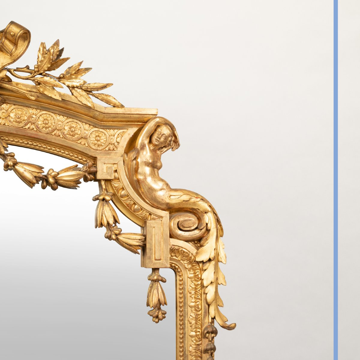 In The Style Of The 18th Century, Wooden Mirror And Gilded Stucco, 19th-photo-2