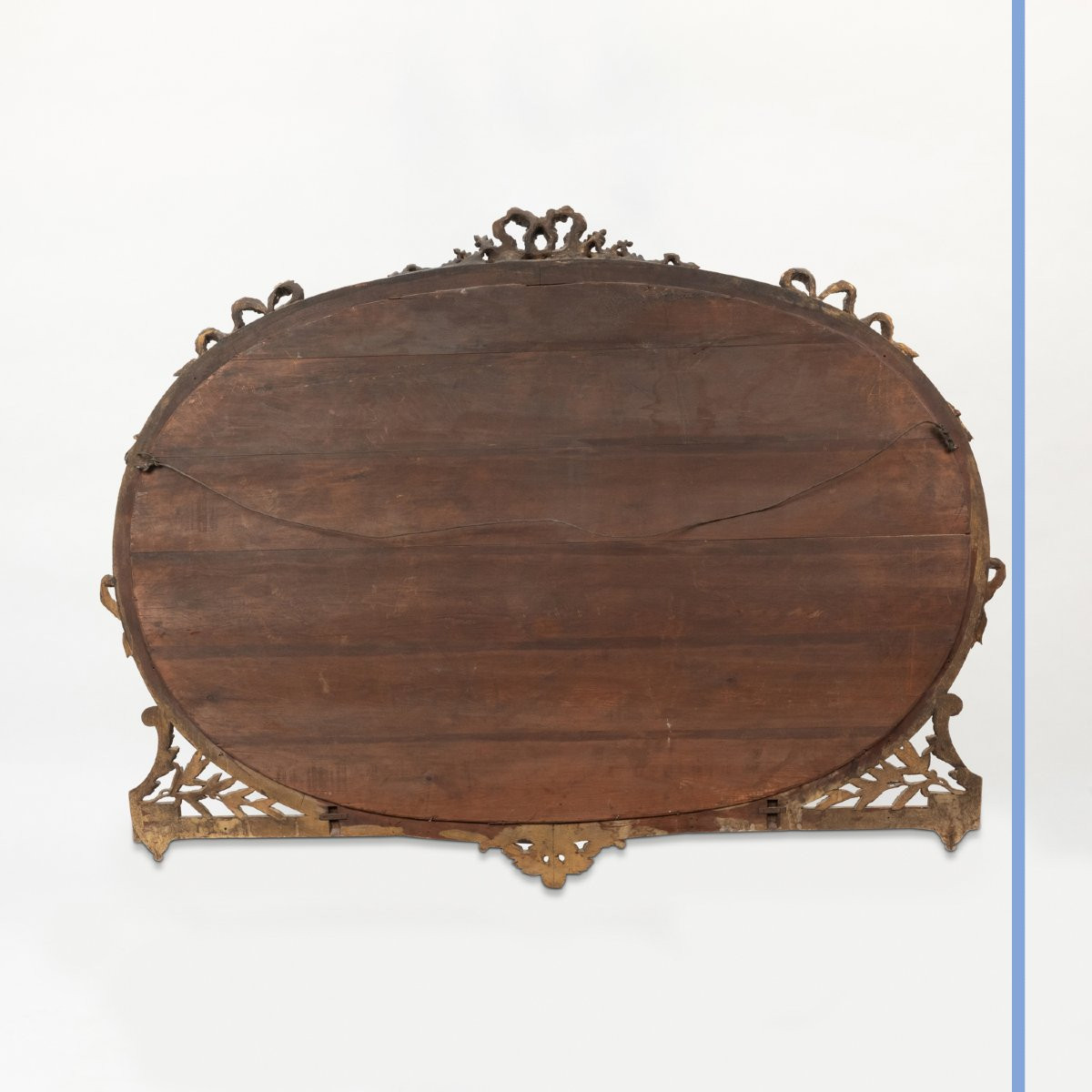 Miroir de style louis XVI en bois doré de forme oval, XIXe-photo-5