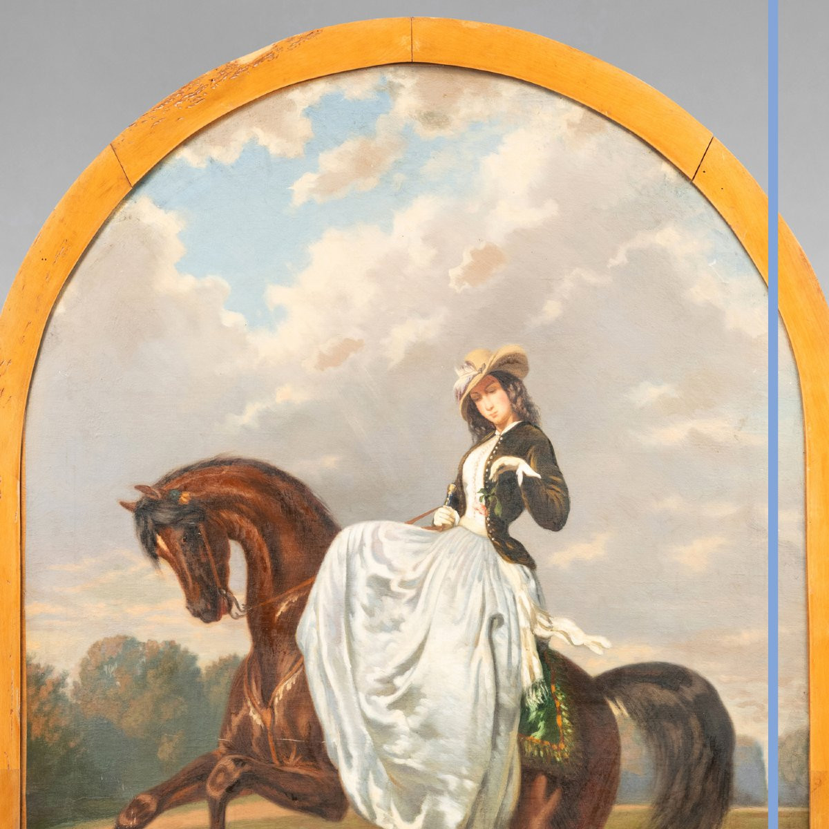 D'après Alfred de Dreux (1810-1860), Amazone, huile sur toile, XIXe-photo-2