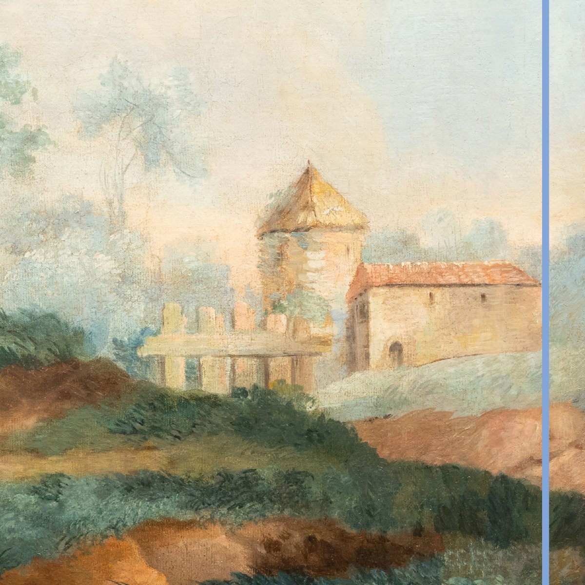 École Française du XIXe, Scène galante, huile sur toile de boiserie ou de trumeau, XIXe-photo-1
