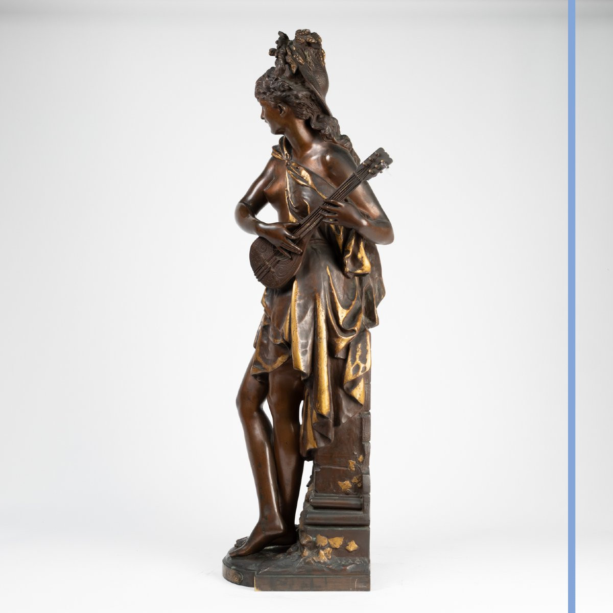Albert-ernest Carrier-belleuse (1824-1887), The Cicada, Bronze With Three Patinas, 19th-photo-3