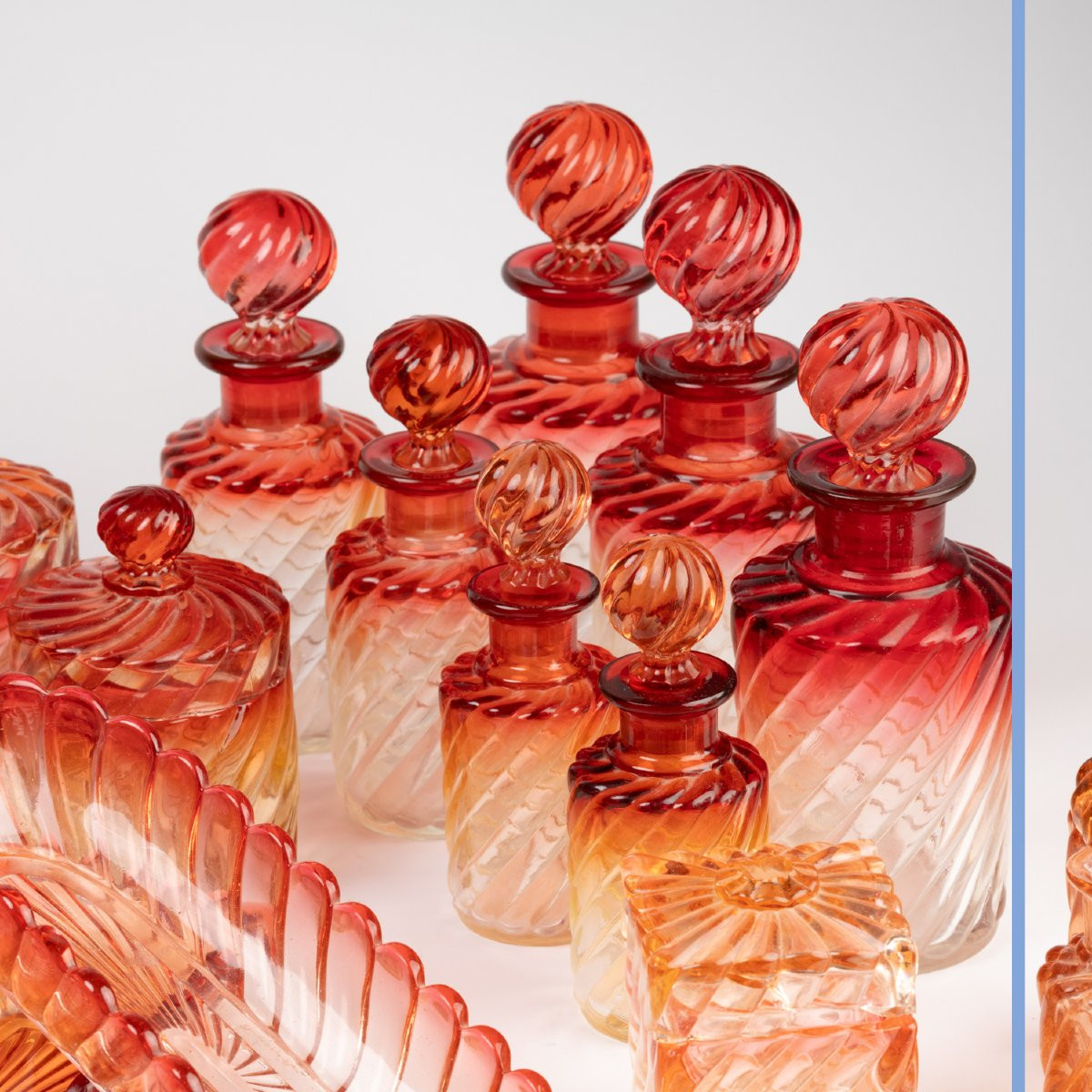 Maison Baccarat, Pink Tinted Crystal Toiletry Set, 20th-photo-3