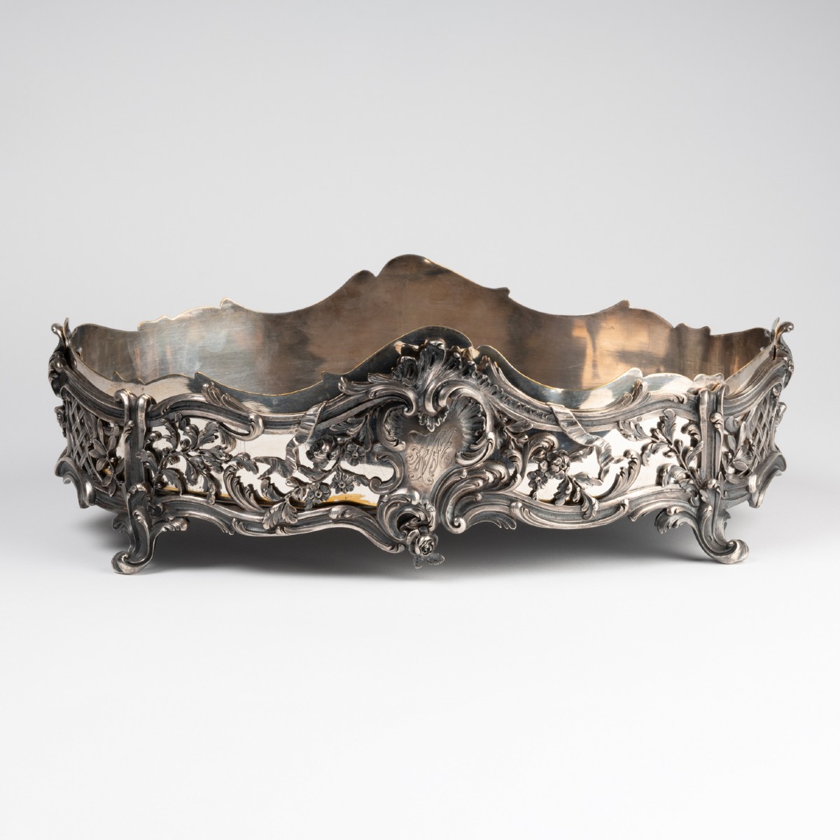 Jardinière de table en argent de style rocaille, XIXe