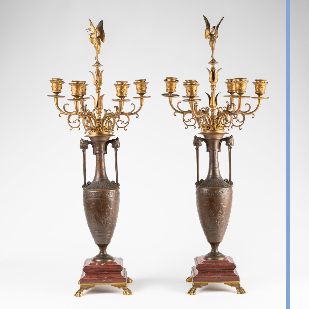 Henry Cahieux (1825-1854) et Ferdinand Barbedienne (1810-1892), candélabres aux Ibis, XIXe-photo-4