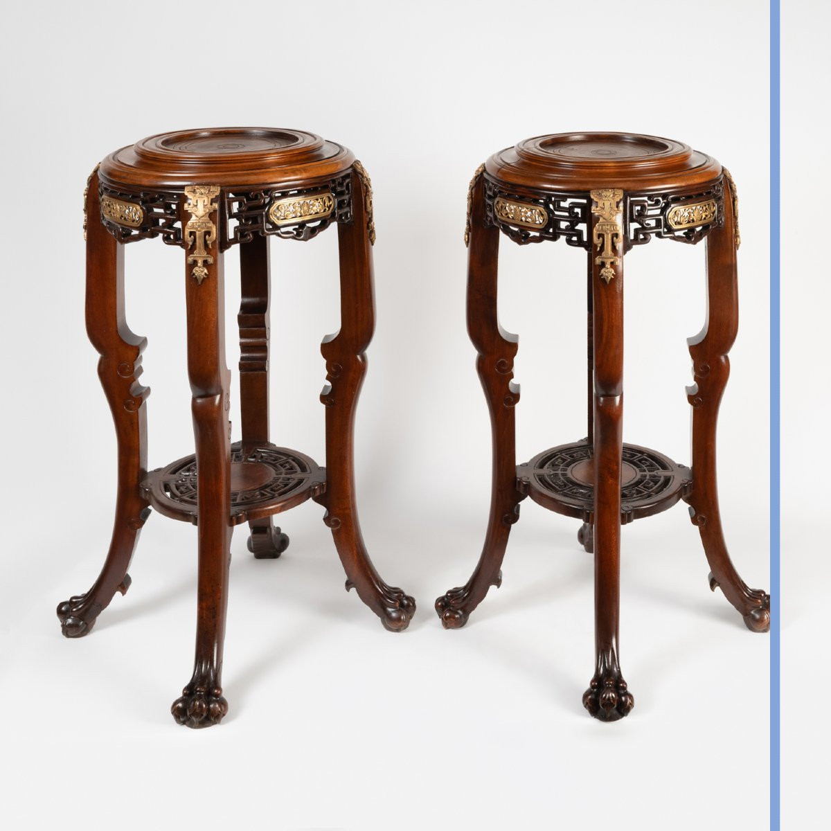 Gabriel Viardot (1830-1904), Pair Of Walnut And Gilt Bronze Stands, 19th-photo-2