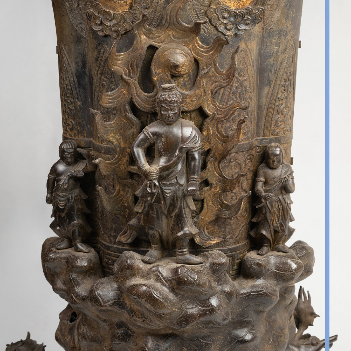Japan, Bronze Incense Burner And Wooden Base, 20th-photo-4