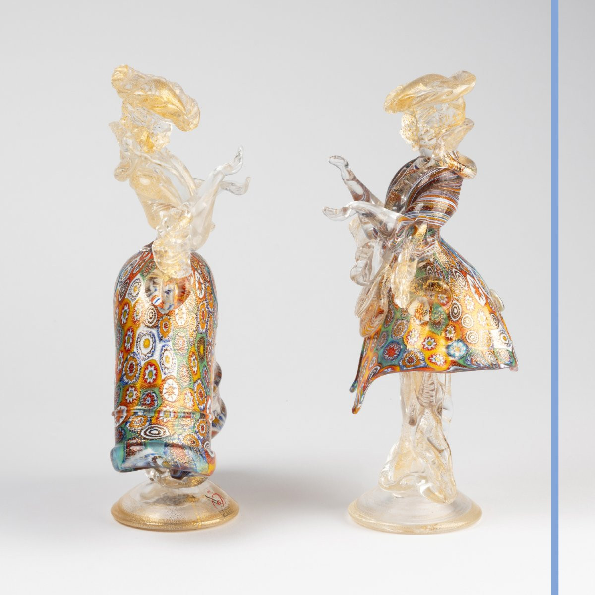 Pair Of Elegant Murano Spun Glass Venetians, 20th -photo-3