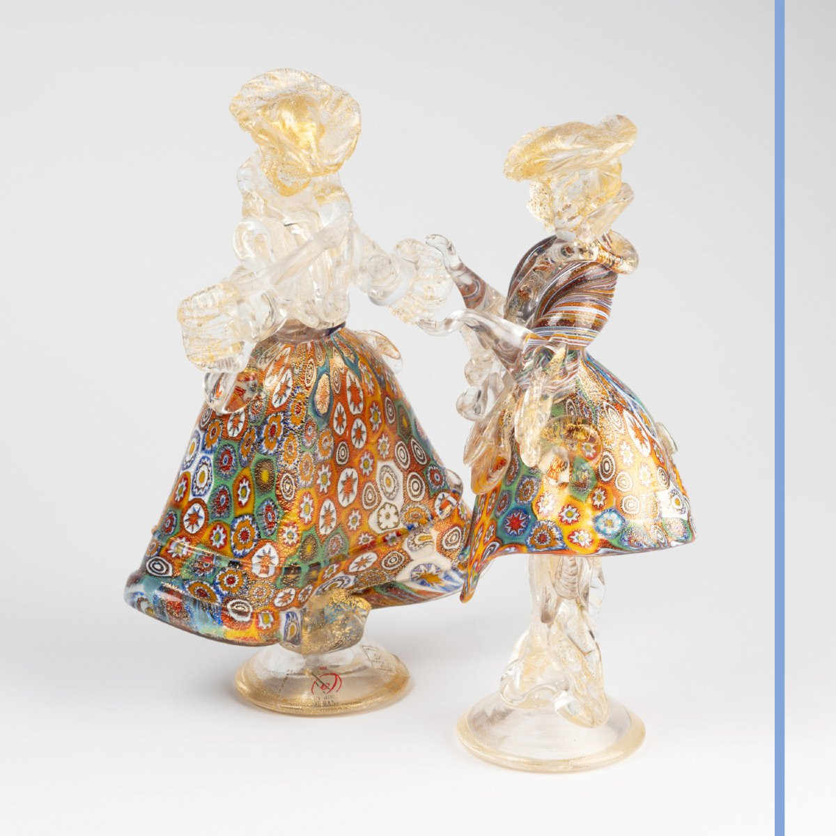 Pair Of Elegant Murano Spun Glass Venetians, 20th -photo-4