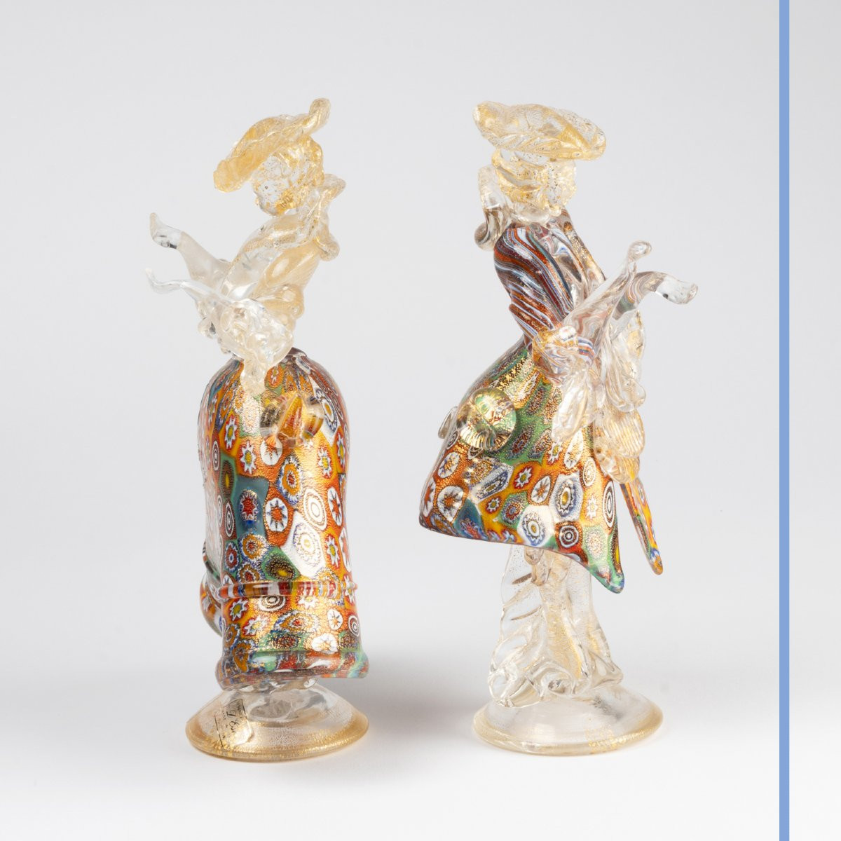 Pair Of Elegant Murano Spun Glass Venetians, 20th -photo-2